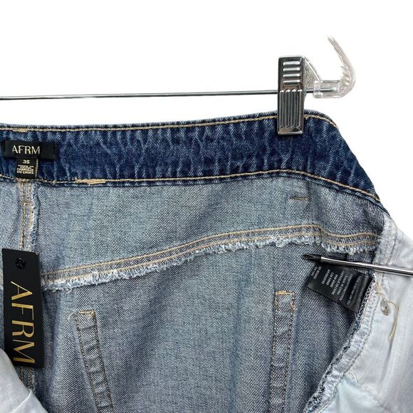 AFRM Revolve Jeans Distressed 5 Pocket Button Fly High Rise Blue Women Size 35 - Picture 7 of 7